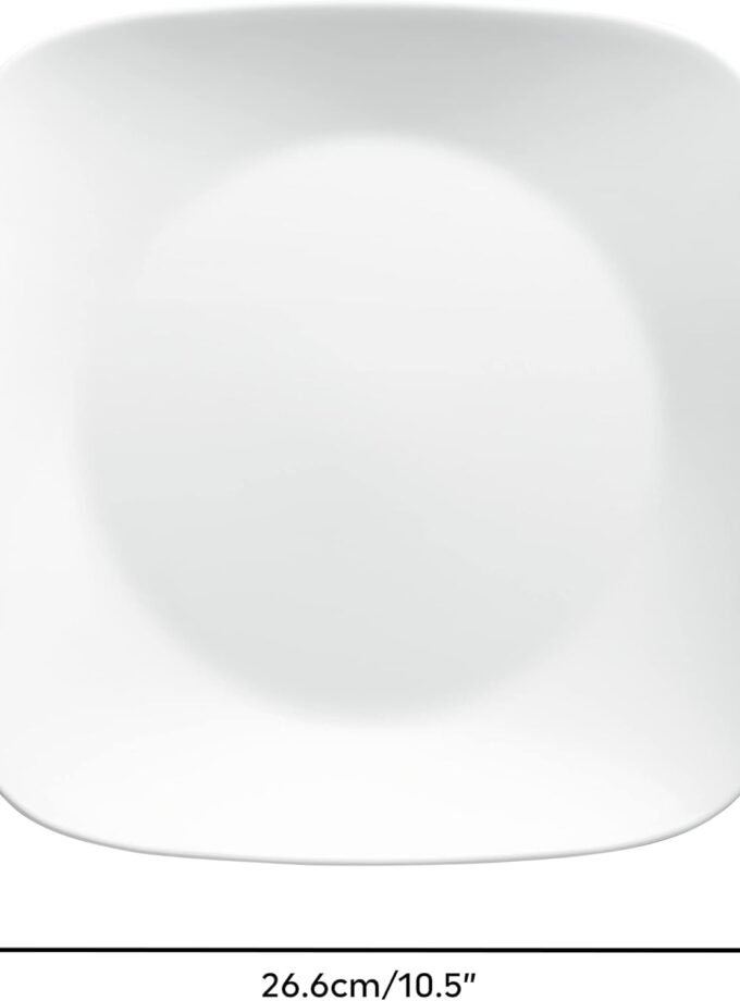 4-Pieces 10.25" Glass Dinner Plates, Chip & Crack Resistant Glass Dinnerware Set Plates, Pure White