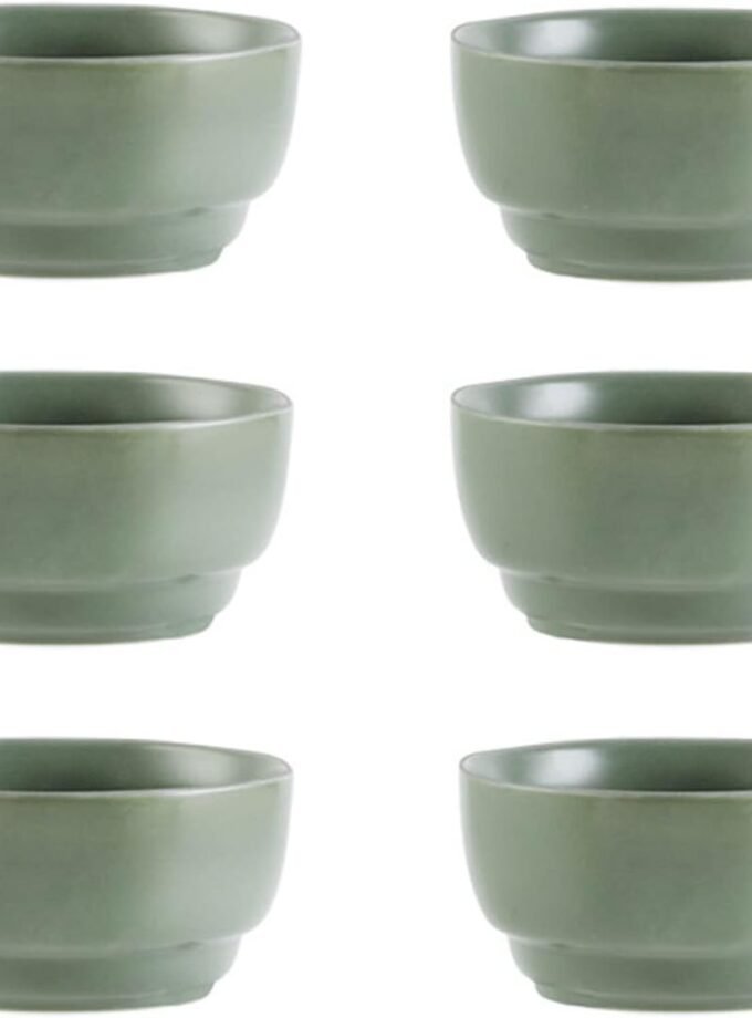 Dinner Bowls Ceramic, 4.5 Inch Small Rice Bowl, Creative Morandi Color, Fine Porcelain Fired at High Temperature, Suitable for Daily Life And Parties,Green,6pcs