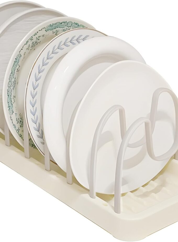 DishDryingRack,PlasticDishDrainerforKitchenCounterwith8AdjustableCompartments,PotandPanLidOrganizerRackforKitchenCabinet,DIYAssembly