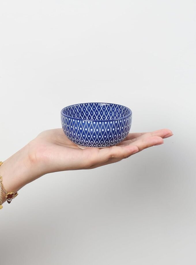 Ceramic 4 OZ Small Bowls Set, Small Snack Dessert Bowls for Kitchen, 3.5 Inch Mini Bowls for Dipping Ice Cream Side Dishes, Microwave Dishwasher Safe, Set of 6, Vintage Blue