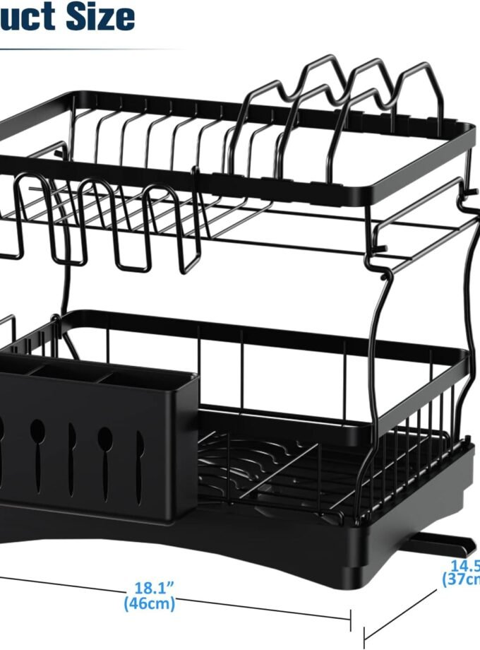 DishDryingRack,2TierDishRackwithWaterLockingFunctionDrainboard,PotRack,CutleryHolder,Cutting-BoardHolderandCupHolder,LargeDishRacksforKitchen
