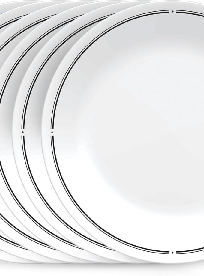 6-Piece 8.5" Lunch Round Plates,  Triple Layer Glass, Lightweight Round Plates, Salad Plates, Chip and Scratch Resistant, Microwave and Dishwasher Safe, Brasserie, Medium