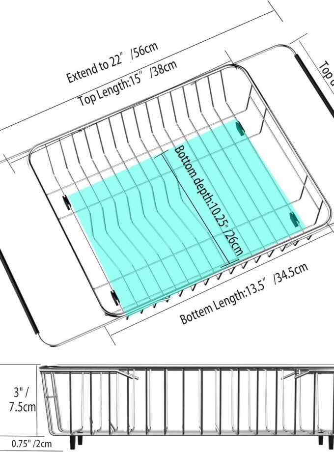 DishDryingRackwithStainlessSteelUtensilHolderLargeDishRackDrainerDrainExpandableDishRackShelfDishRackinSinkoroverSinkorOnCounterRustproofStainlessSteel