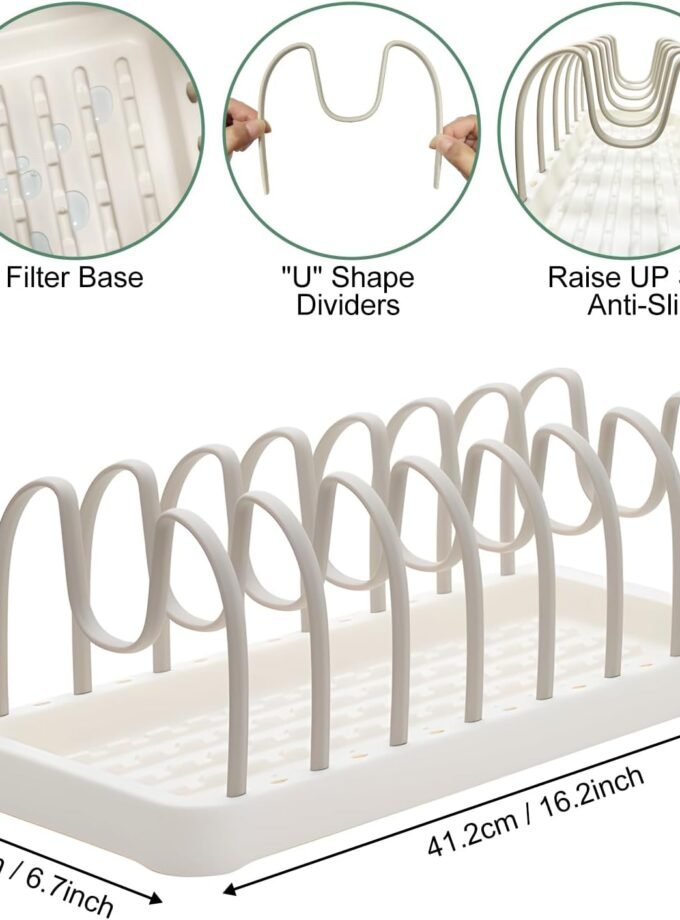 DishDryingRack,PlasticDishDrainerforKitchenCounterwith8AdjustableCompartments,PotandPanLidOrganizerRackforKitchenCabinet,DIYAssembly